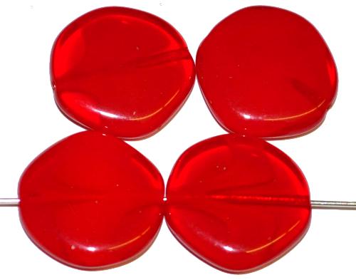 Glasperlen Scheiben
 Alabasterglas rot,
 hergestellt in Gablonz / Tschechie