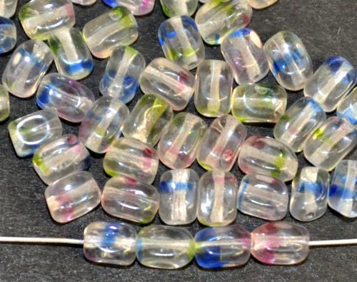 Glasperlen Rechtecke,
 kristall mit bunten streifen, 
 hergestellt in Gablonz / Tschechien