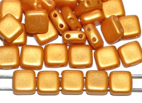 Glasperlen mit zwei Löchern,
 Twin Hole Beads gelb shine matt,
 hergestellt in Gablonz / Tschechien