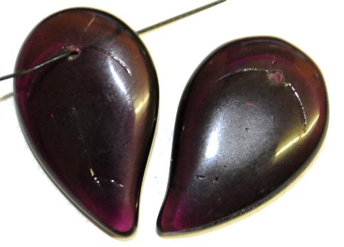 große Glasanhänger Tropfen bzw. Blattform 
 violett transp., 
 hergestellt in Gablonz / Tschechien