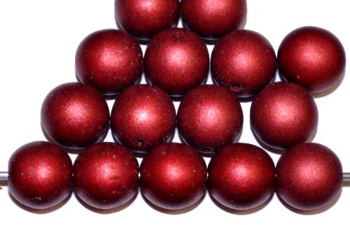 Glasperlen / Wachsperlen rund
 mit Wachsüberzg rot mattiert,
 hergestellt in Gablonz / Tschechien