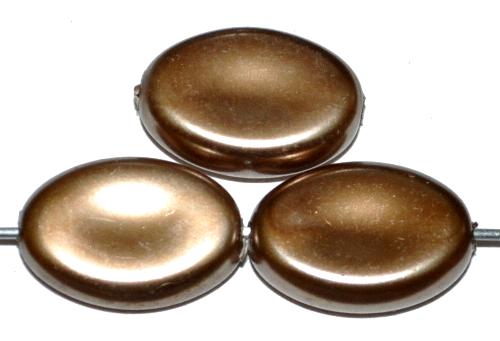 Glasperlen flache Oliven mit Wachsüberzug,
 bronze,
 hergestellt um 1970 in Gablonz / Tschechien