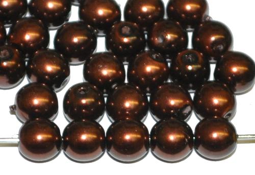 Glasperlen/Wachsperlen rund mit Wachsüberzug bronzefarben
 hergestellt in Gablonz / Tschechien