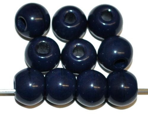 Glasperlen rund (Prosserbeads) 
 nachtblau opak, 
 in den 1920/30 Jahren in Gablonz/Böhmen 
 hergestellt