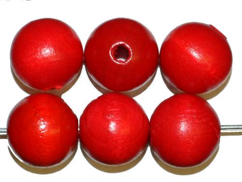 Holzperlen rund rot,
 hergestellt in Smržovka / Tschechien