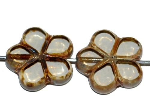 Glasperlen / Table Cut Beads,
 light blackdiamond transp.,
 geschliffen mit picasso finish,
 hergestellt in Gablonz / Tschechien