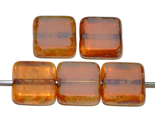 Glasperlen / Table Cut Beads
 aus Opalglas
 geschliffen mit picasso finish, 
 hergestellt in Gablonz / Tschechien