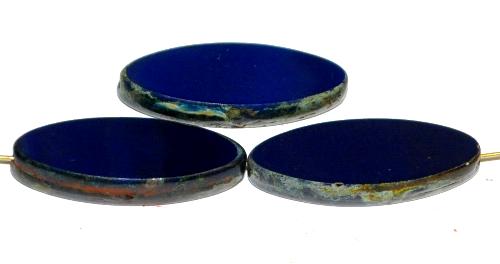 Glasperlen / Table Cut Beads
 geschliffen
 dunkelblau opak mit picasso finish, 
 hergestellt in Gablonz / Tschechien