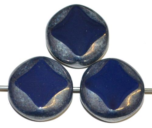 Glasperlen / Table Cut Beads
 geschliffen
 dunkelblau opak,
 hergestellt in Gablonz / Tschechien