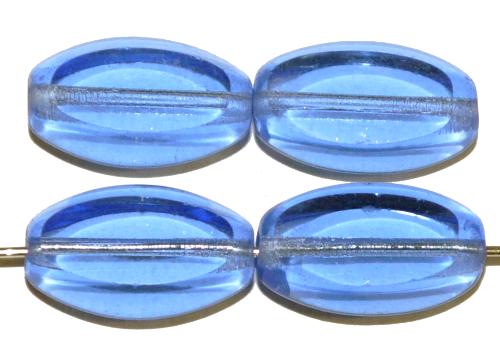 Glasperlen / Table Cut Beads geschliffen 
 aqua transp., 
 hergestellt in Gablonz / Tschechien