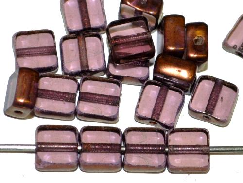 Glasperlen / Table Cut Beads geschliffen 
 french violett transp. Rand mit bronze finish, 
 hergestellt in Gablonz / Tschechien