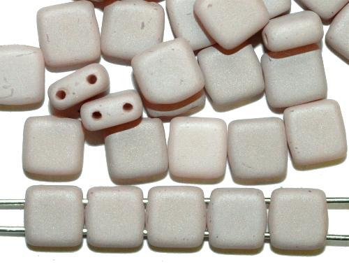 Glasperlen mit zwei Löchern,
 Twin Hole Beads kitt opak mattiert,
 hergestellt in Gablonz / Tschechien