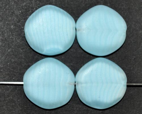 Glasperlen Scheiben  
 Perlettglas hellblau mattiert, 
 hergestellt in Gablonz / Tschechie