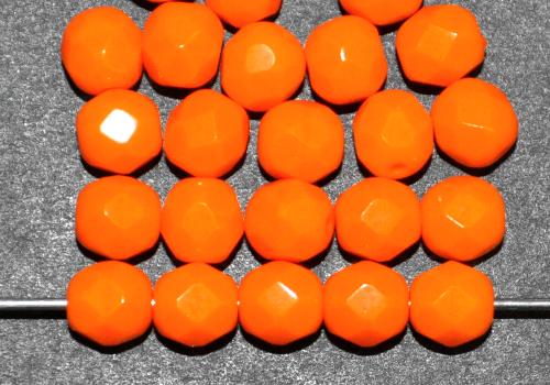facettierte Glasperlen 
 orange opak, 
 hergestellt in Gablonz / Tschechien