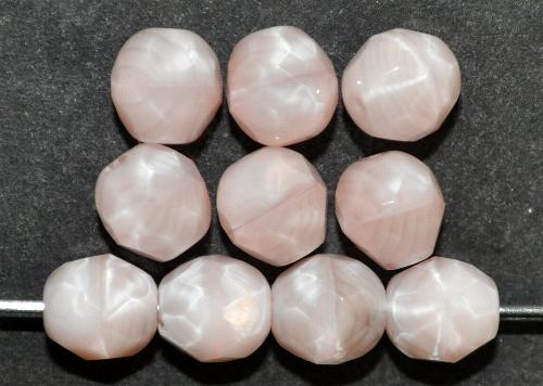 facettierte Glasperlen 
 zart rosa silk, 
 hergestellt in Gablonz / Tschechien