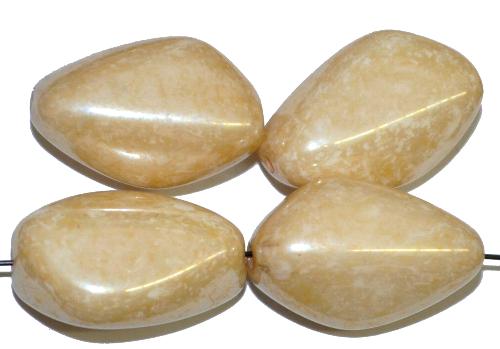 Glasperlen Nuggets, 
 beige mit lüster, 
 hergestellt in Gablonz / Tschechien