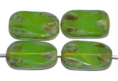 Glasperlen / Table Cut Beads
 geschliffen, Opalglas grün mit picasso finish,
 hergestellt in Gablonz Tschechien