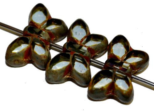 Glasperlen / Table Cut Beads Schmetterlinge 
 geschliffen, kristall mit picasso finish, 
 hergestellt in Gablonz Tschechien