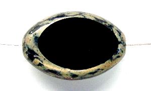 Glasperlen / Table Cut Beads
 geschliffen schwarz mit picasso finish,
 hergestellt in Gablonz Tschechien