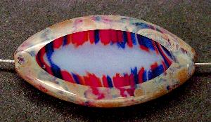 Glasperlen / Table Cut Beads
 geschliffen
 Mischglas rot blau marmoriert mit picasso finish,
 hergestellt in Gablonz / Tschechien