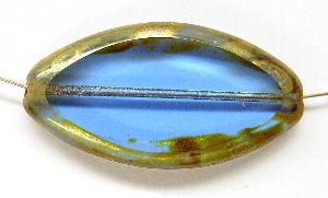 Glasperlen / Table Cut Beads
 geschliffen blau transp. mit picasso finish,
 hergestellt in Gablonz Tschechien