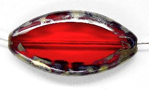 Glasperlen / Table Cut Beads
 geschliffen rot transp. mit picasso finish,
 hergestellt in Gablonz Tschechien