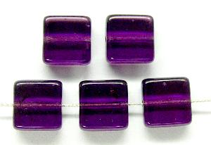 Glasperlen Quadrate 
 violett transp.,
 hergestellt in Gablonz / Tschechien
