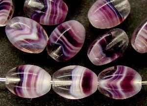 Glasperlen Olive 
 Mischglas violett / kristall,
 hergestellt in Gablonz Tschechien
