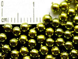 Glasperlen rund mit Wachsüberzug 
 olivgrün metallic,
 hergestellt in Gablonz / Tschechien