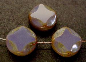 Glasperlen / Table Cut Beads
 violett opak
 geschliffen mit picasso finish,
 hergestellt in Gablonz Tschechien