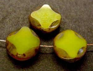 Glasperlen / Table Cut Beads
 oliv
 geschliffen mit picasso finish