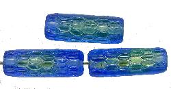 Glasperlen Stäbchen 
 blau/grün,
 hergestellt in Gablonz / Tschechien
 Zweifarbenglas