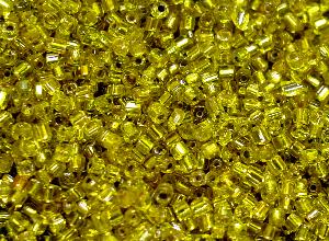 2-cut-Beads /gelb mit Silbereinzug