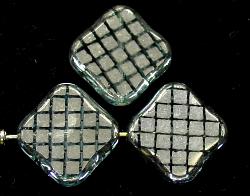 Glasperlen zarttürkis
 Table Cut Beads geschliffen
 mit Veredelung / silberfarben