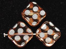 Glasperlen zartapricot
 Table Cut Beads geschliffen
 mit Veredelung / silberfarben