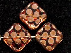 Glasperlen zartapricot
 Table Cut Beads geschliffen
 mit Veredelung / cupferfarben