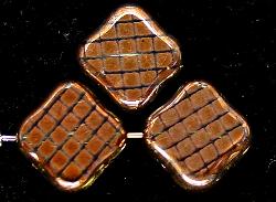 Table Cut Beads geschliffen
 Glasperlen zarttürkis
 mit metallic kupfer Veredelung,
 hergestellt in Gablonz Tschechien