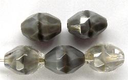 geschliffene Oliven
 kristall Perlettglas grau,
 hergestellt in Gablonz Tschechien