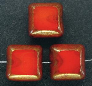 Glasperlen / Table Cut Beads
 geschliffen mit Bronze-Veredelung