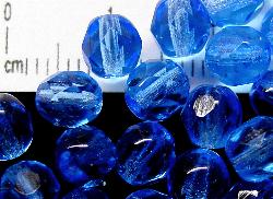facettierte Glasperlen
 blau transap., B-Sortierung,
 hergestellt in Gablonz / Tschechien