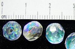 facettierte Glasperlen
 kristall mit AB finish,
 hergestellt in Gablonz / Tschechien