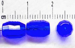 Glasperlen geschliffen 
 blau transp.,
 hergestellt in Gablonz / Tschechien