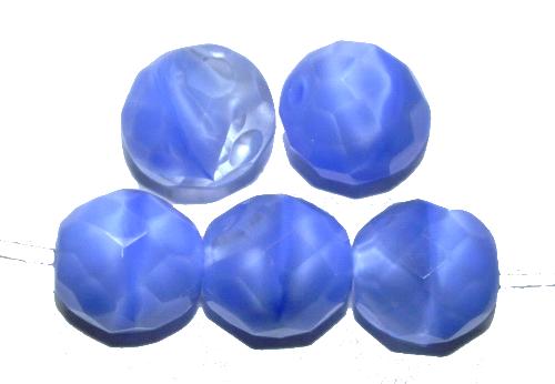 facettierte Glasperlen
 Perlettglas hellblau kristall,
 hergestellt in Gablonz / Tschechien