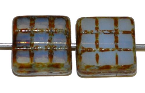 Glasperlen / Table Cut Beads
 geschliffen, Opalglas mit picasso finish,  
 hergestellt in Gablonz Tschechien